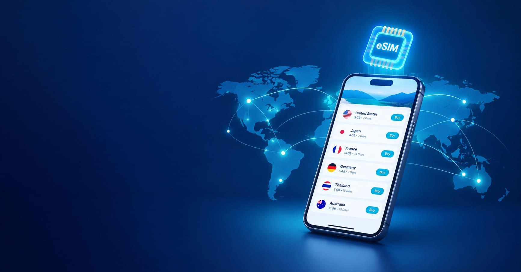 eSIM app development- branded travel eSIM app on Android and iOS